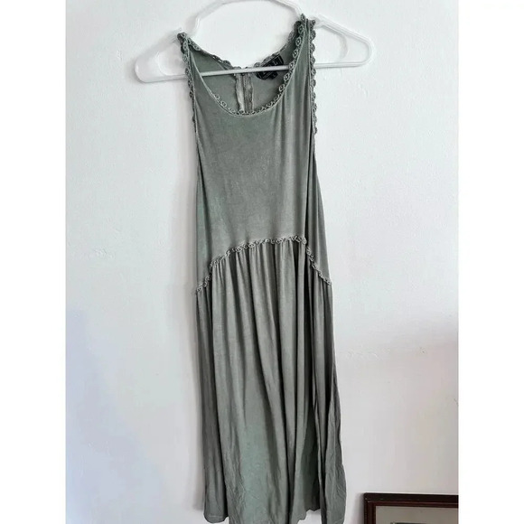 POL Olive Knit Sleeveless Scoop Neck Back Zipper Dress Size Large - Picture 1 of 7